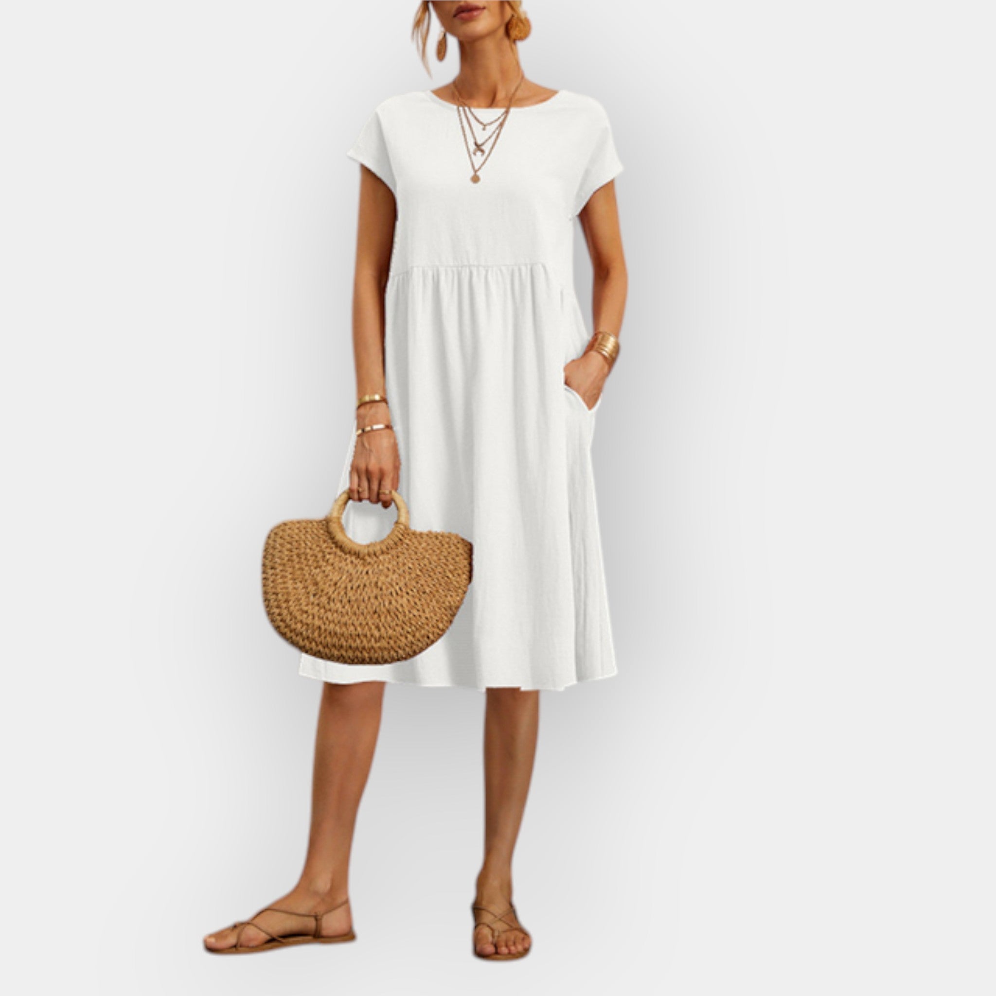 Robe Midi avec Lignes Épurées