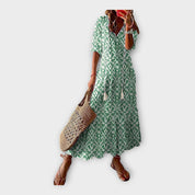 Robe Vintage avec Broderies et Décolleté en V