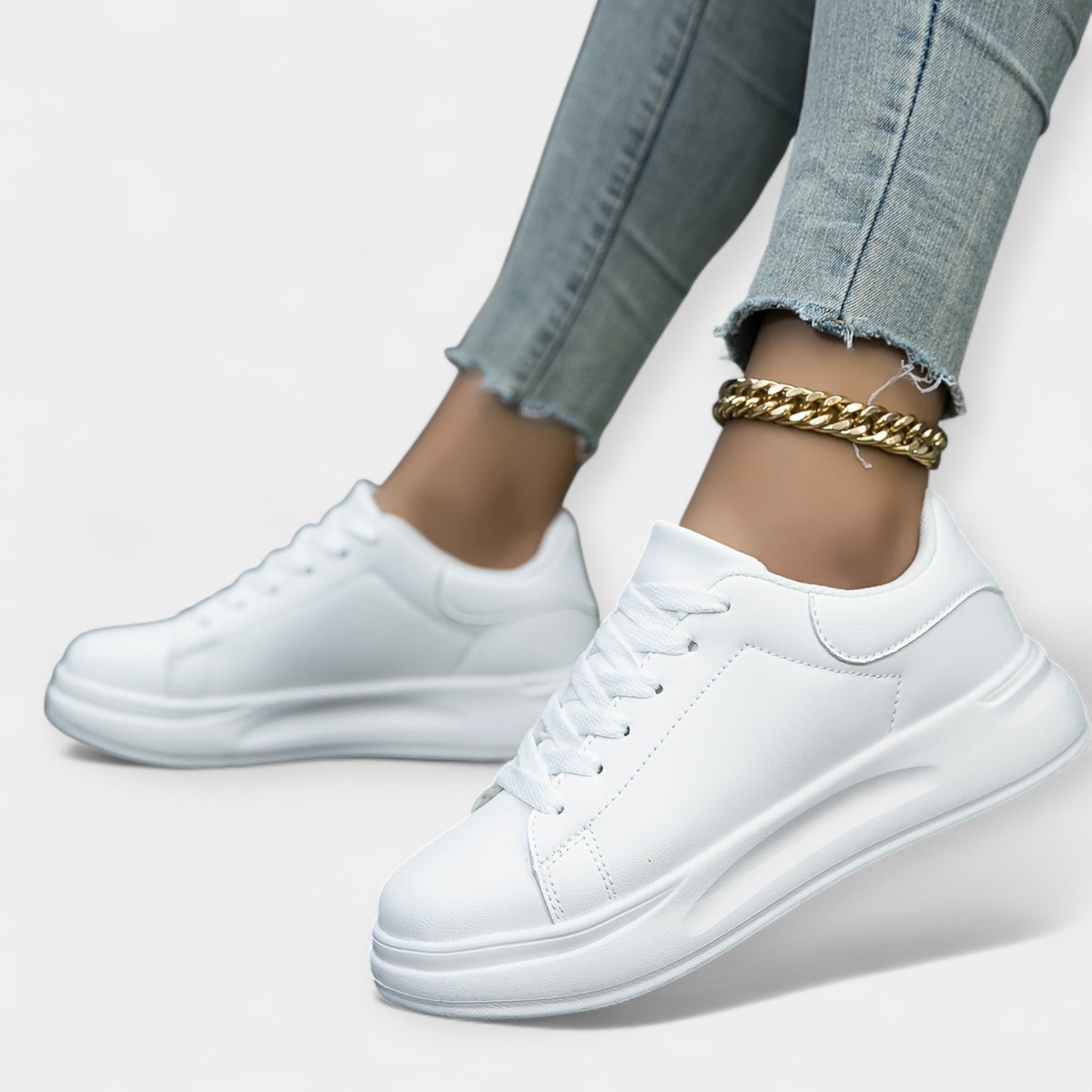 Baskets en Cuir Blanc