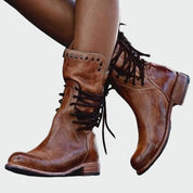 Bottines en cuir avec lacets