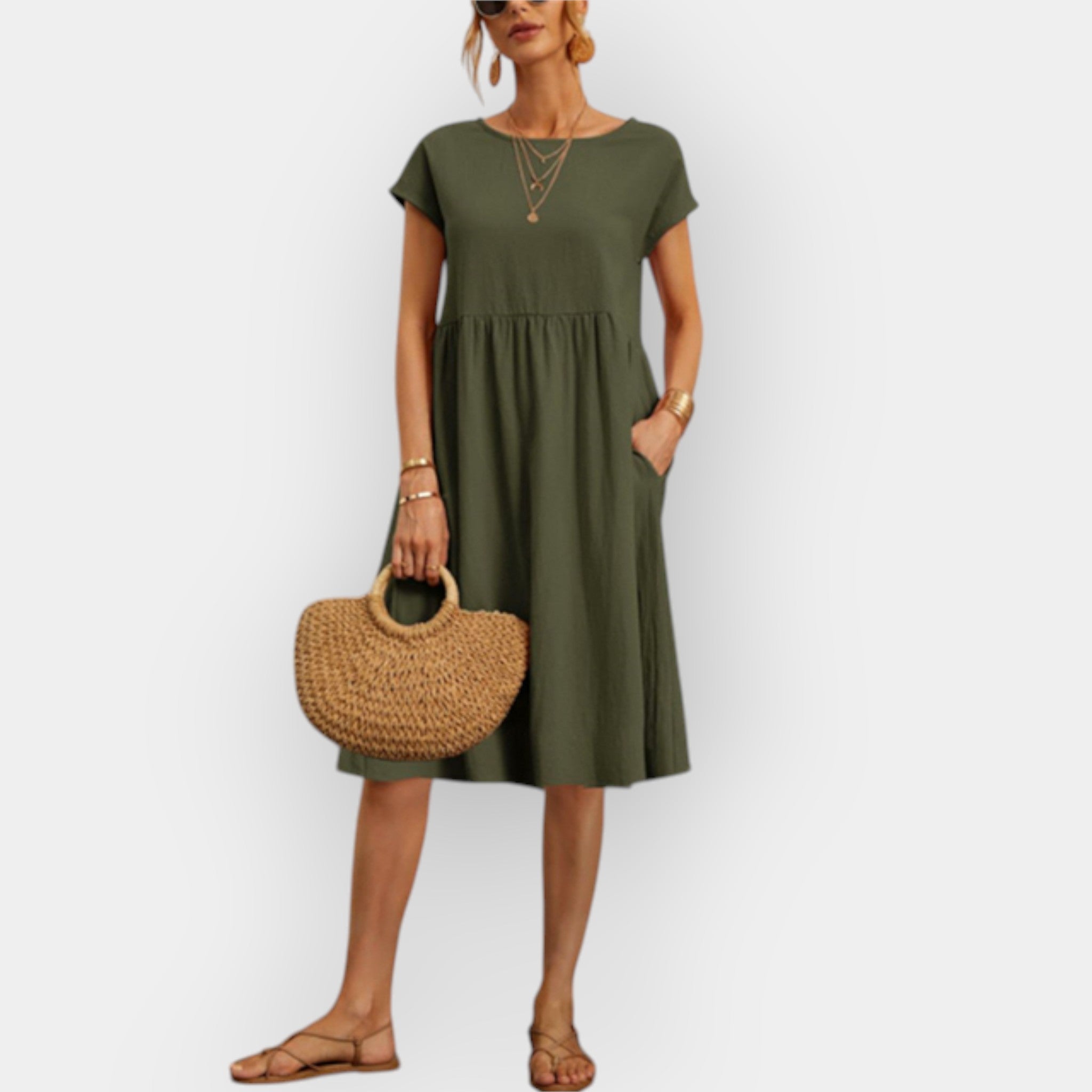 Robe Midi avec Lignes Épurées