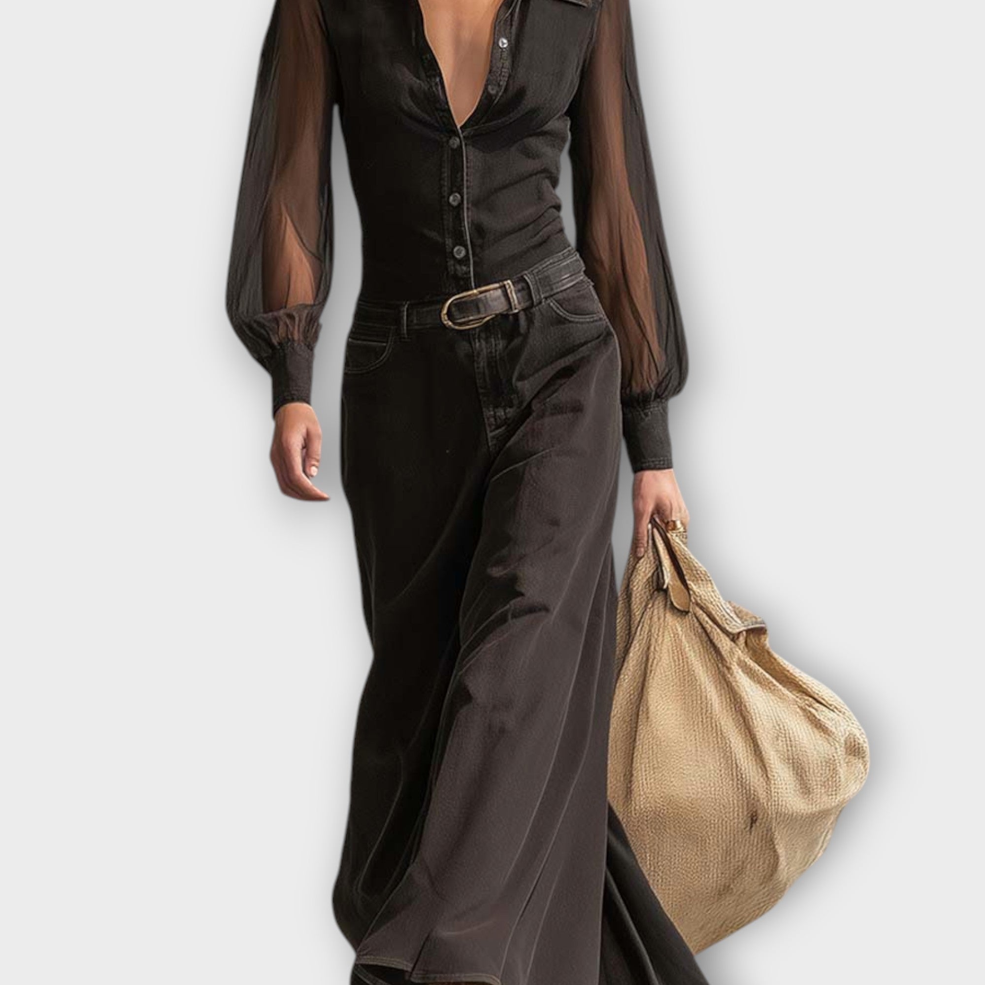 Robe Maxi Vintage Western en Jean