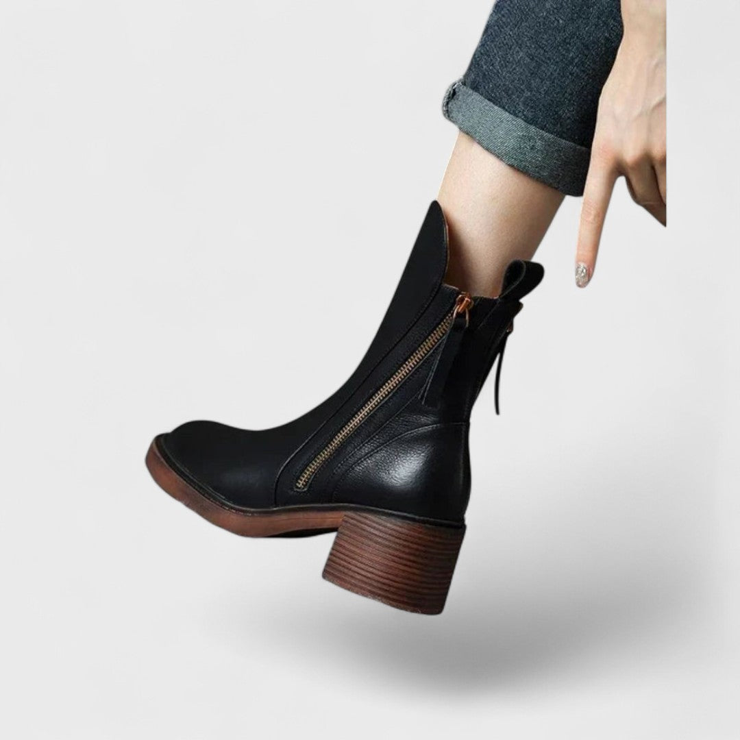 Bottines Classiques avec Fermeture Éclair Latérale et Talon Bloc