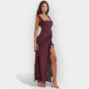 Robe avec Fente et Détails Volants