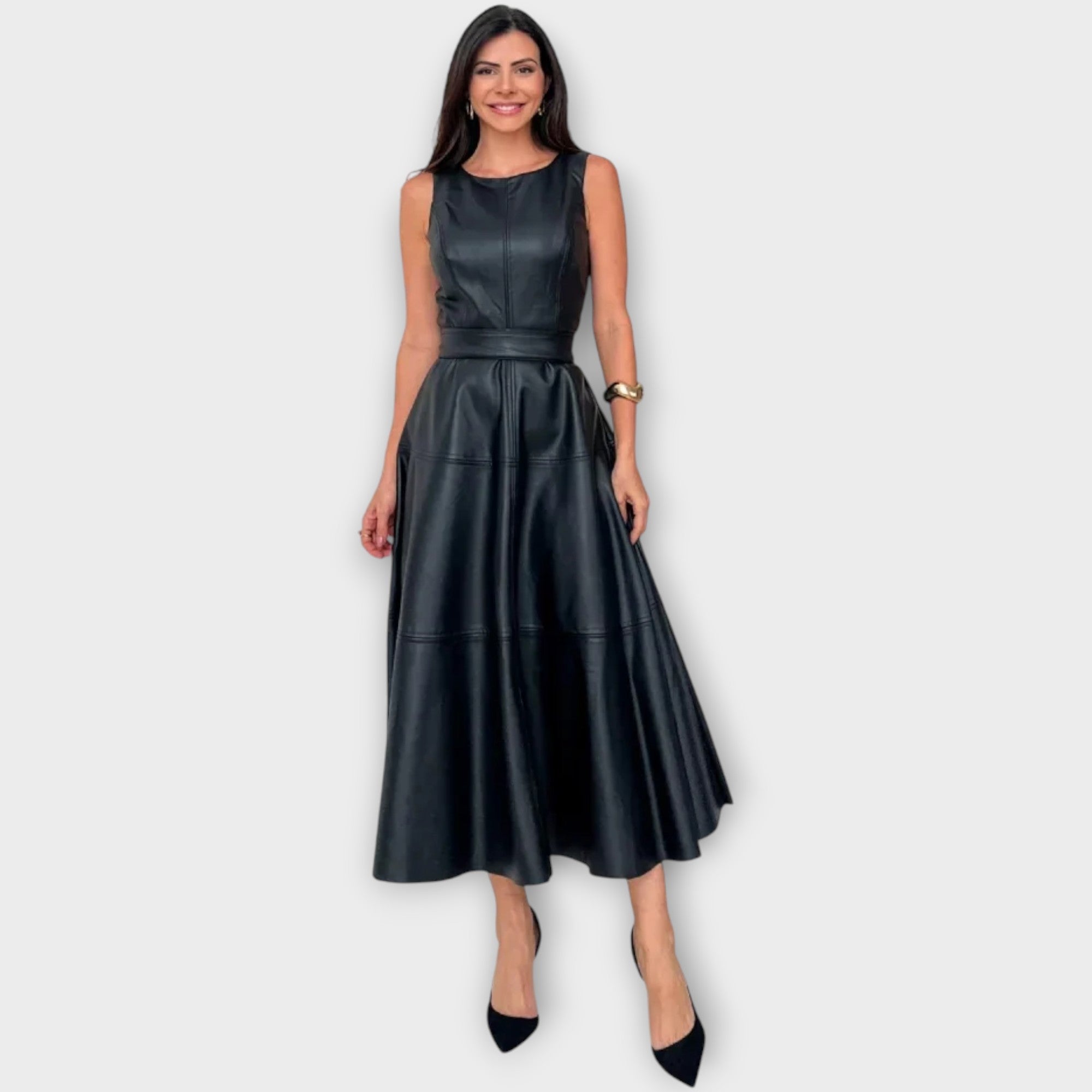 Robe Midi en Cuir Synthétique