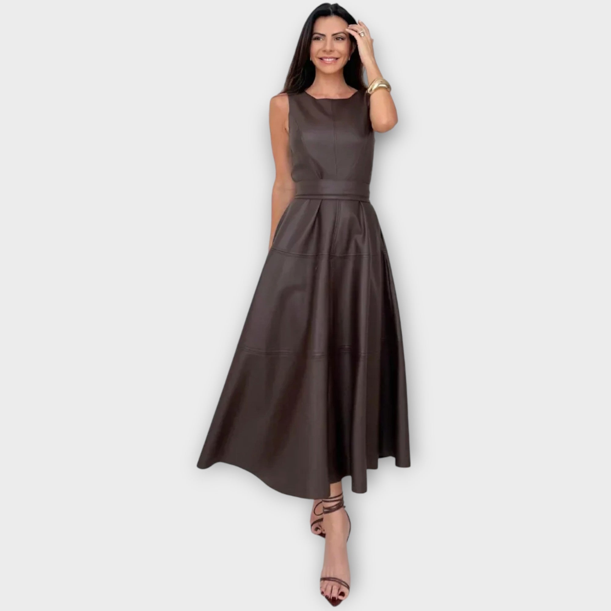 Robe Midi en Cuir Synthétique
