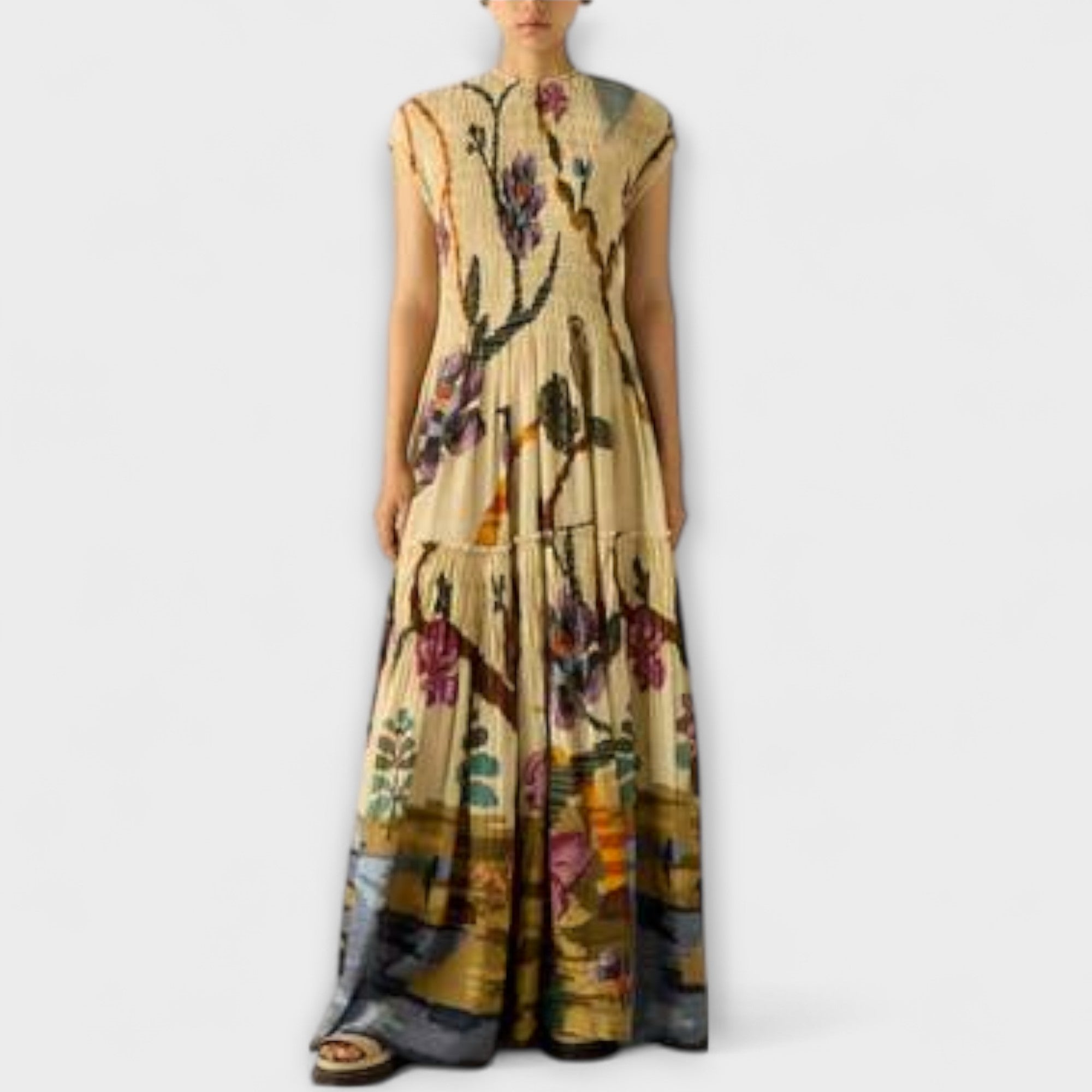 Robe Maxi Imprimée Plissée