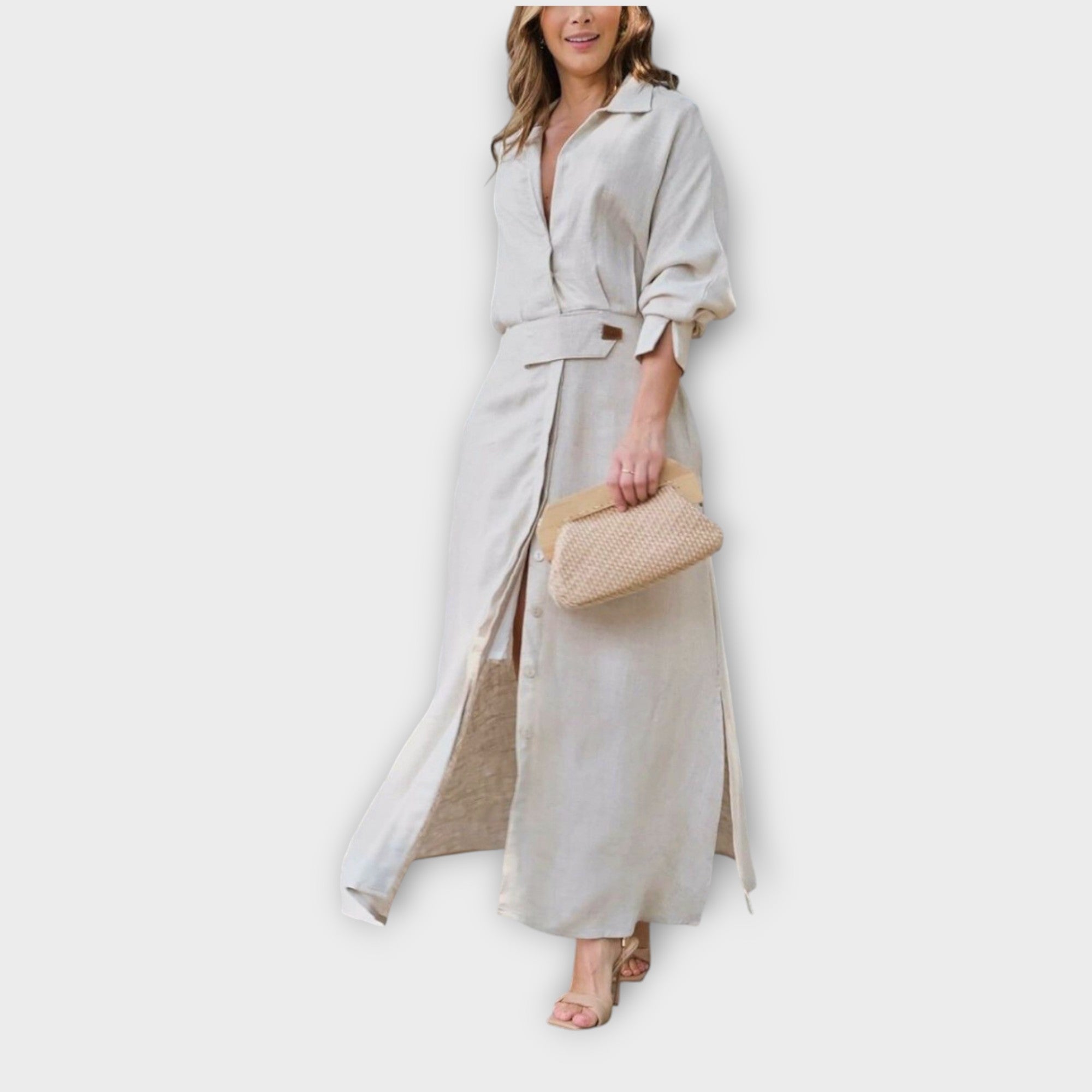 Robe Chemise Maxi Ceinturée Élégante