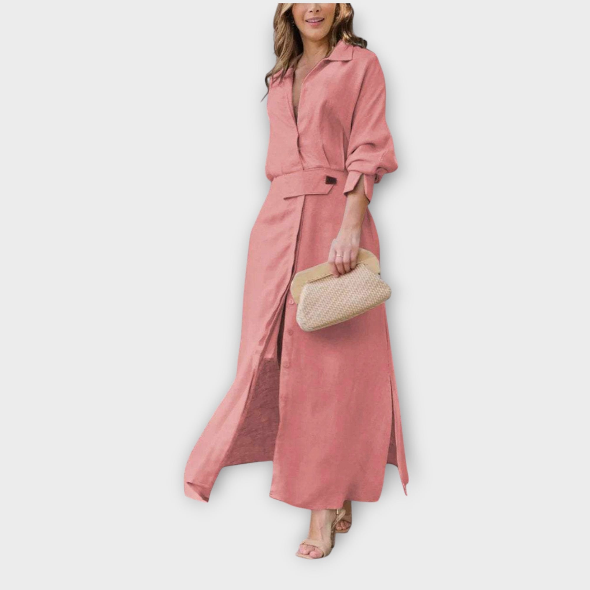 Robe Chemise Maxi Ceinturée Élégante