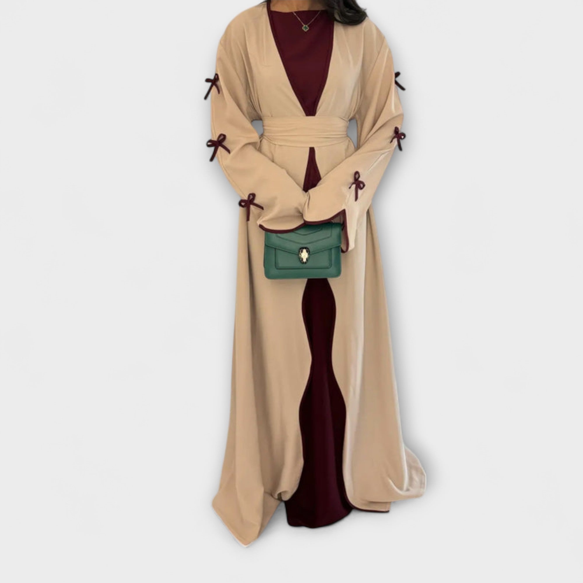 Combinaison de Cardigan et Robe Élégante avec Décoration Rayée