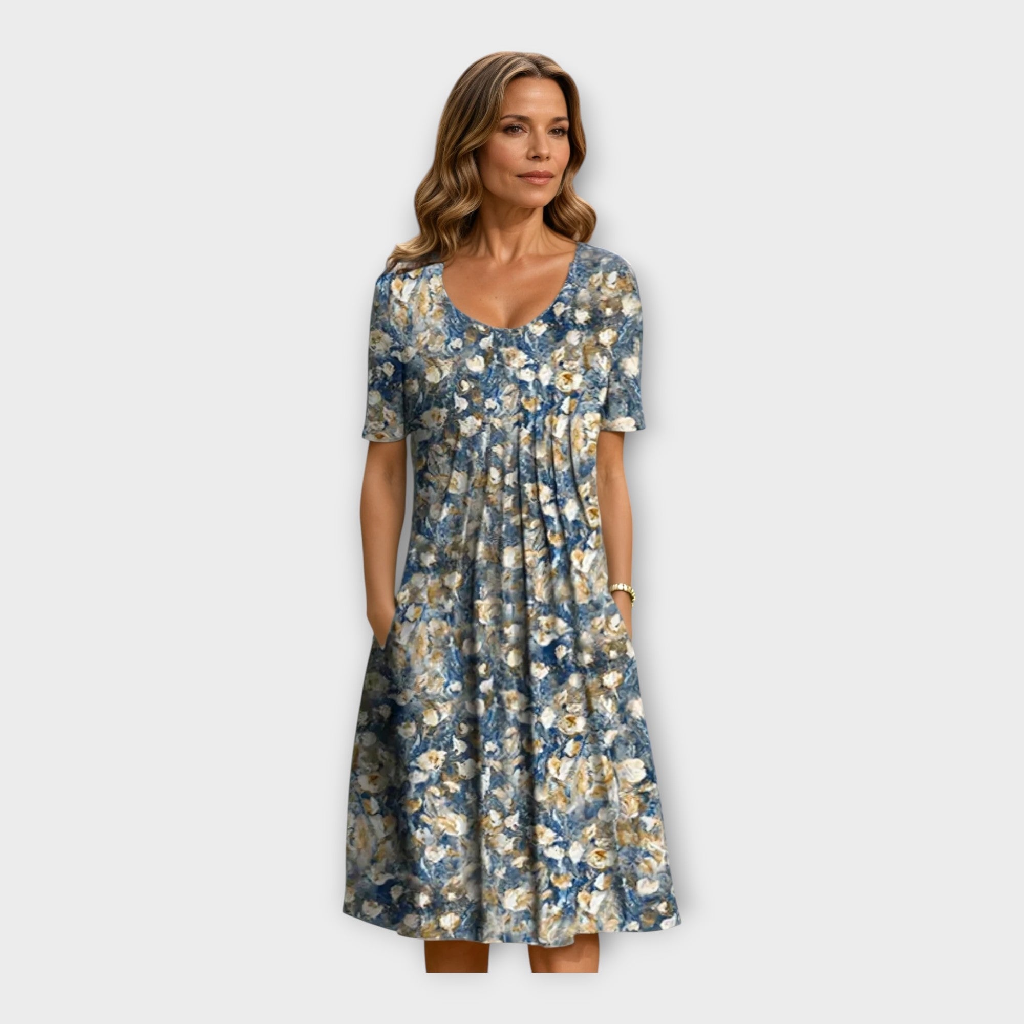 Robe avec Design Floral et Manches Courtes