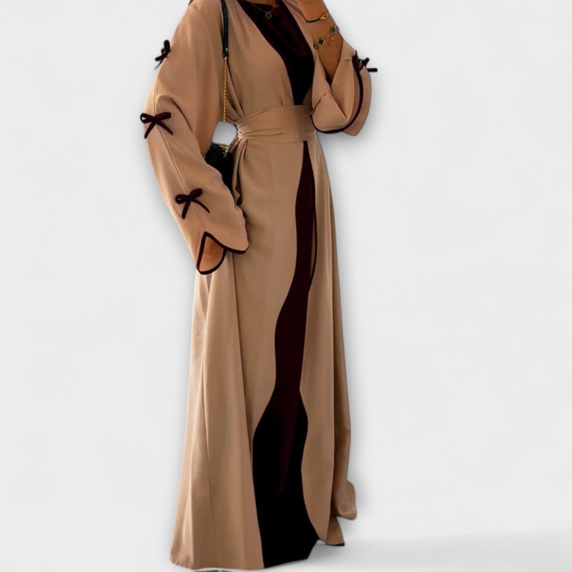 Combinaison de Cardigan et Robe Élégante avec Décoration Rayée