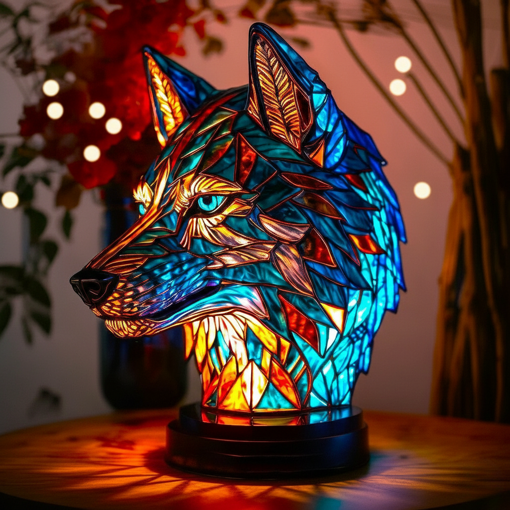 925er Silber Wolf Lampe Kristall Korpus Handgefertigt