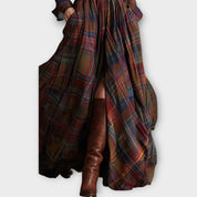 Robe Maxi à Carreaux Rétro