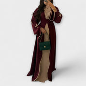 Combinaison de Cardigan et Robe Élégante avec Décoration Rayée