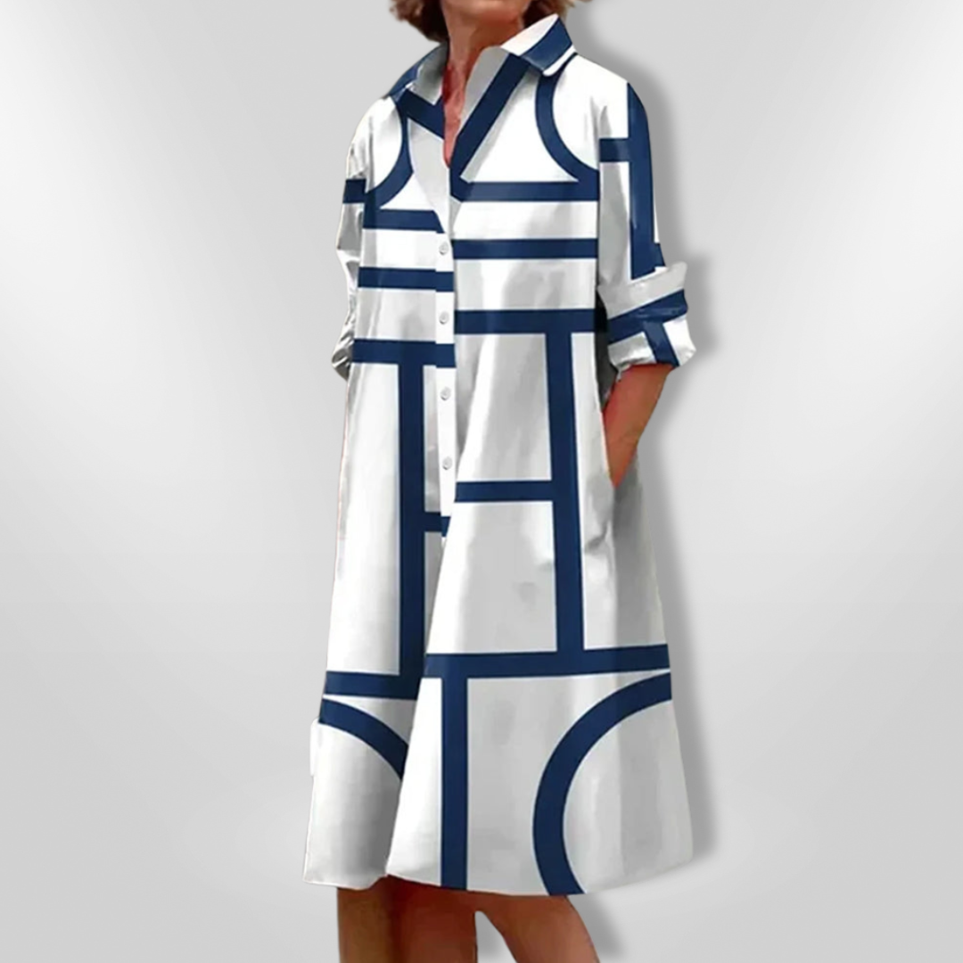 Robe Midi avec Motif Géométrique