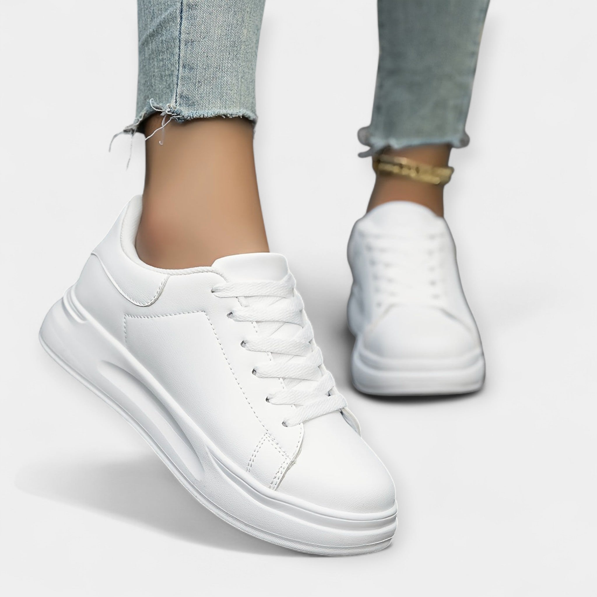 Baskets en Cuir Blanc