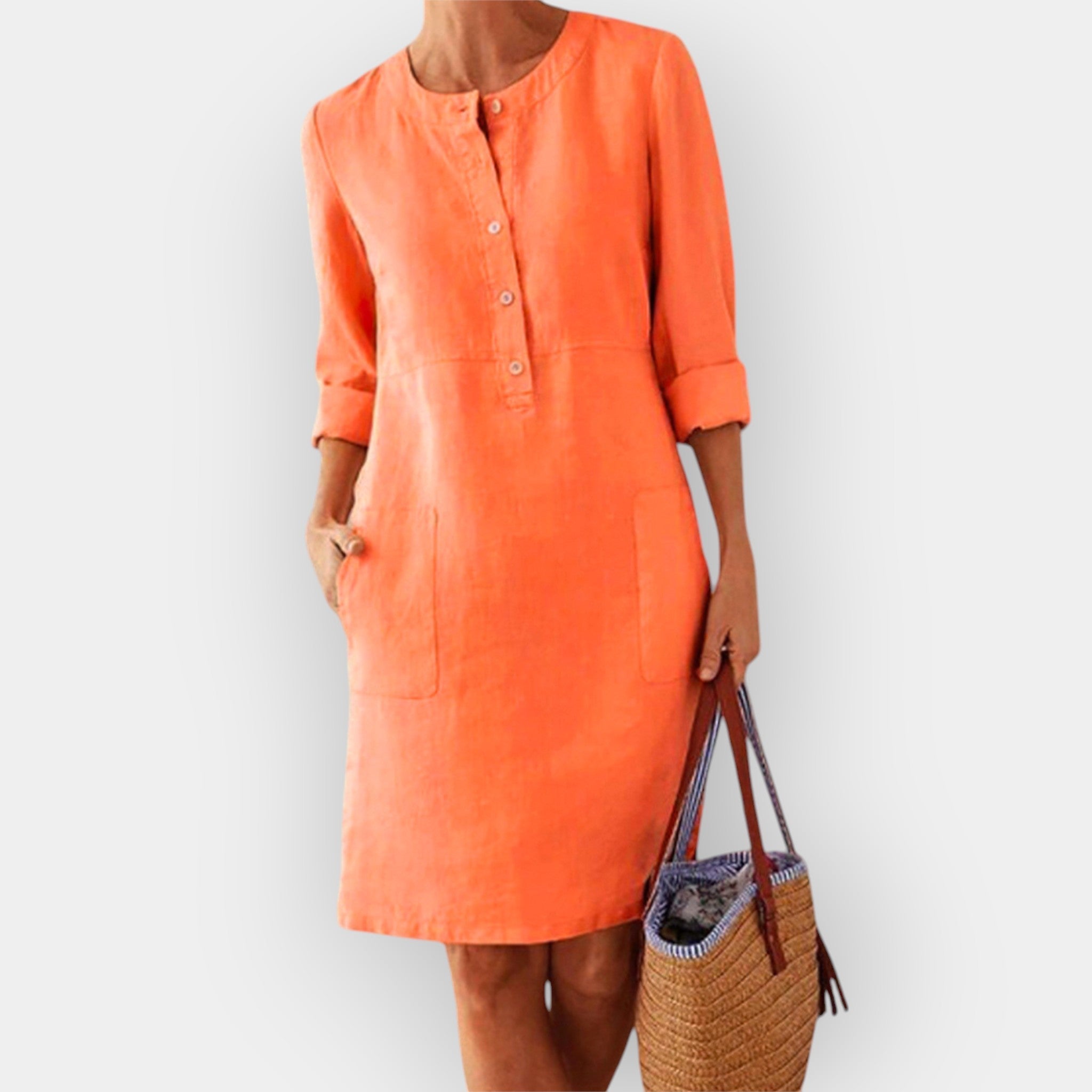 Robe Midi en Coton Élégante avec Design Simple