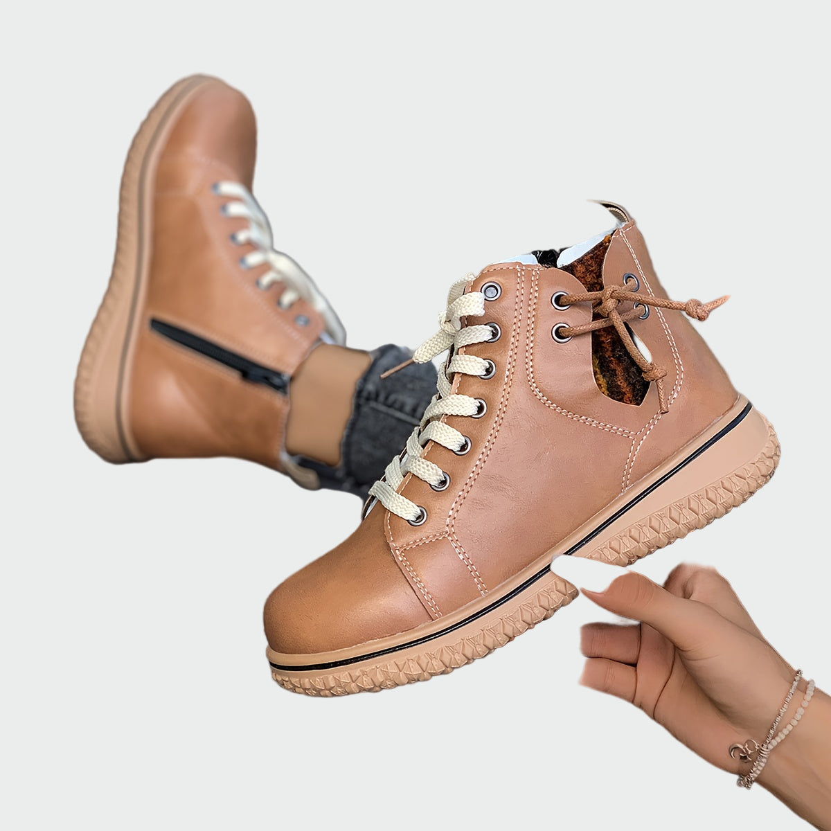 Bottes de cheville en cuir orthopédique