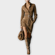 Robe Chemise en Suède avec Ceinture