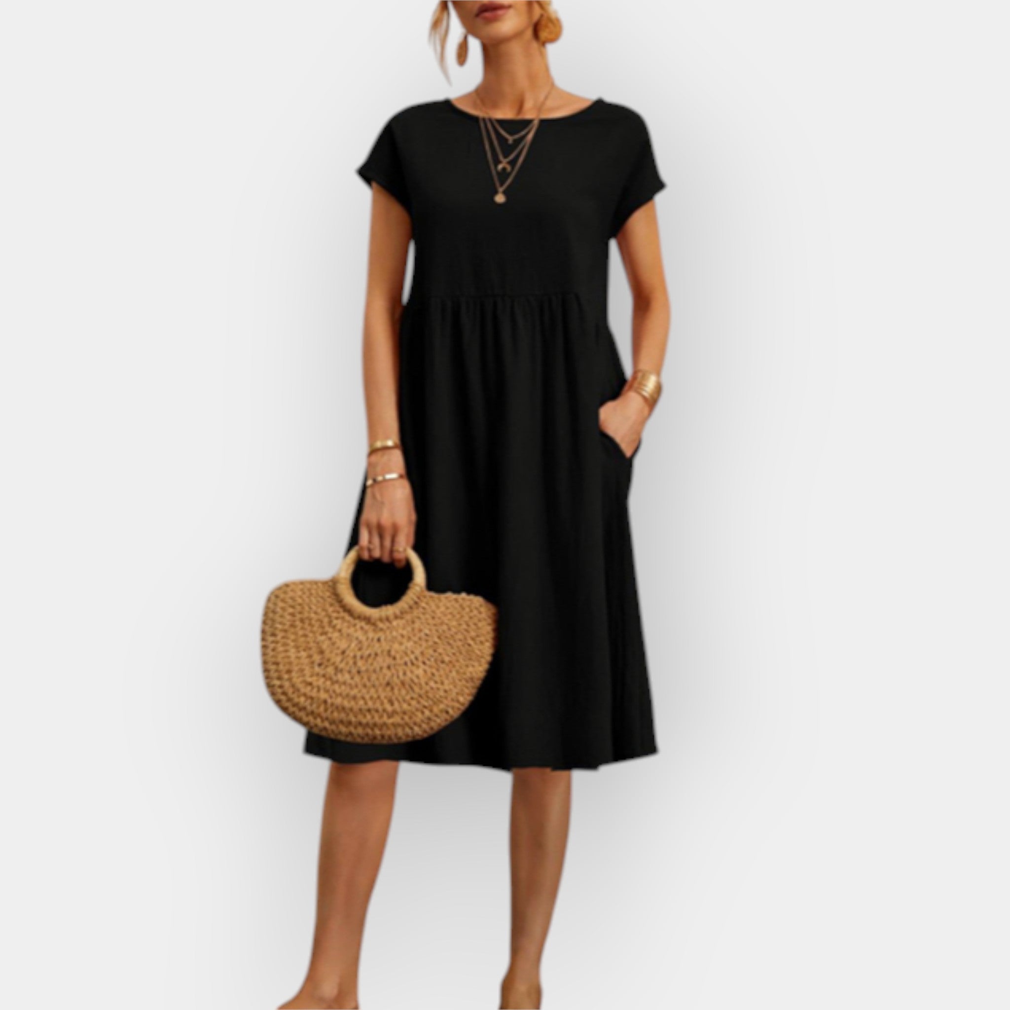 Robe Midi avec Lignes Épurées