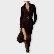 Robe Mini Vintage en Suède avec Ceinture