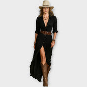 Robe Maxi Boutonnée Élégance Occidentale