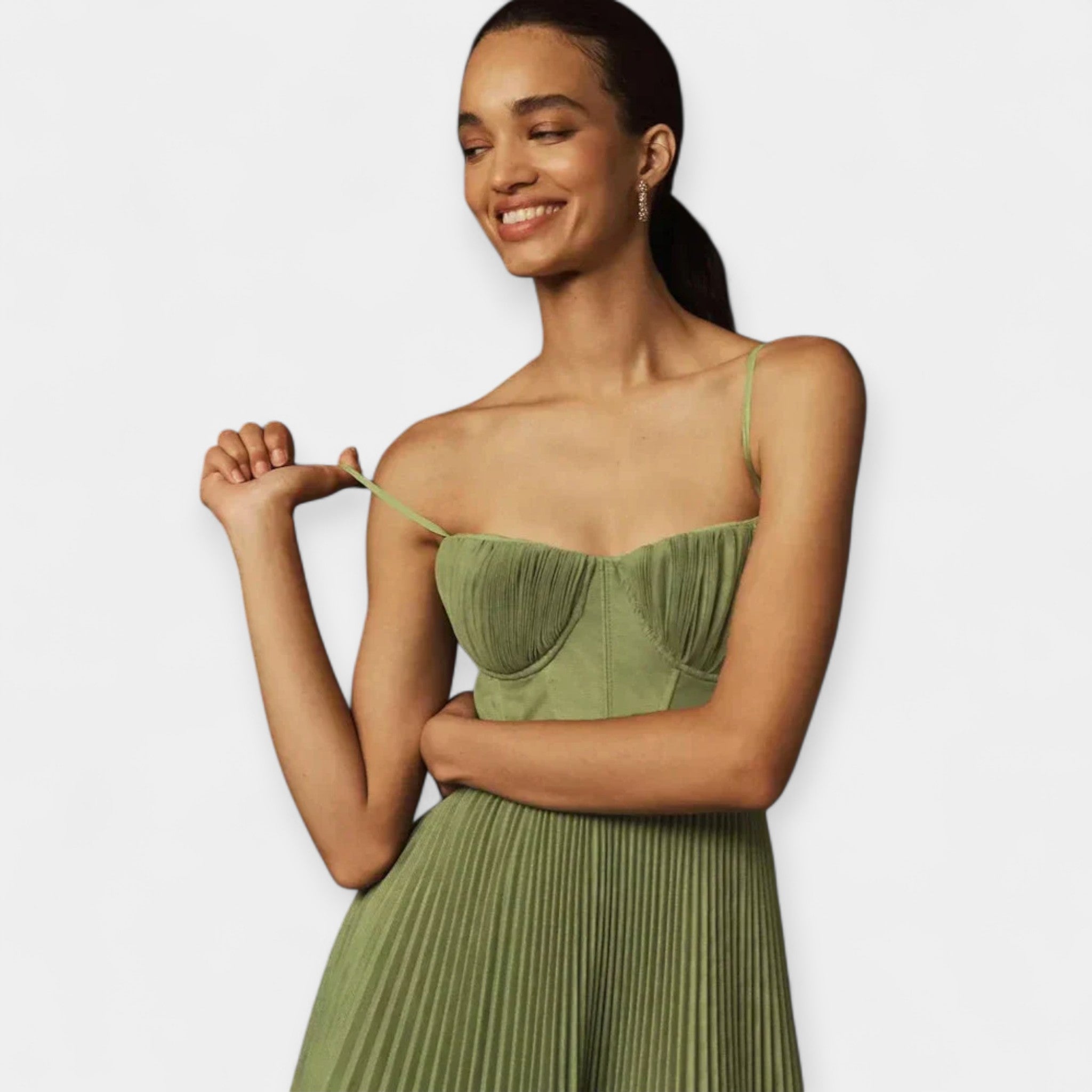 Robe Midi avec Plis et Tulle