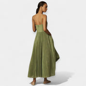 Robe Midi avec Design Plissé et Tulle