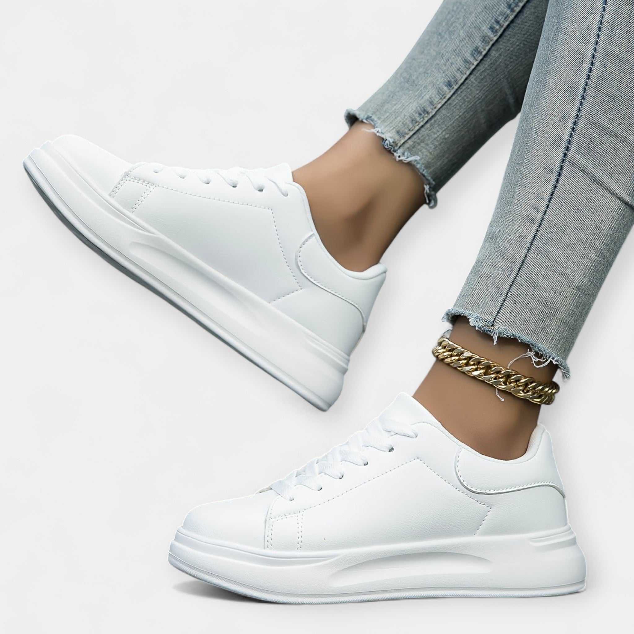 Baskets en Cuir Blanc