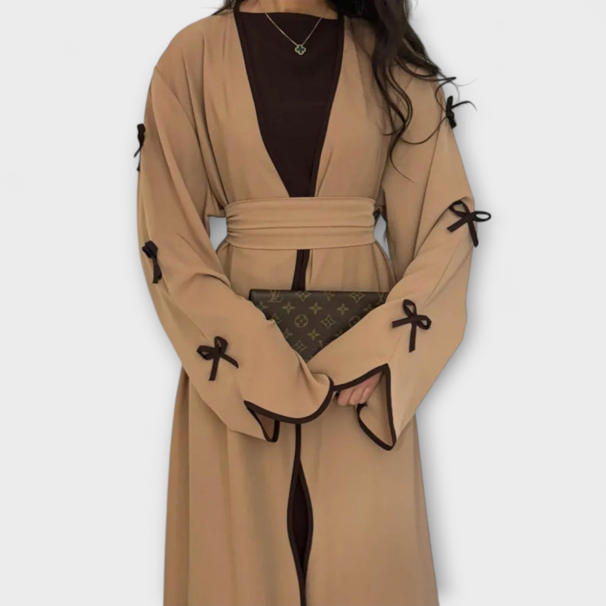 Combinaison de Cardigan et Robe Élégante avec Décoration Rayée