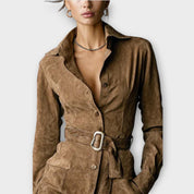 Robe Mini Vintage en Suède avec Ceinture