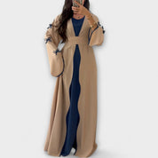 Combinaison de Cardigan et Robe Élégante avec Décoration Rayée