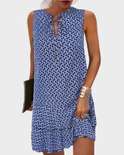 Robe Mini avec Motif et Détail de Nœud au Cou