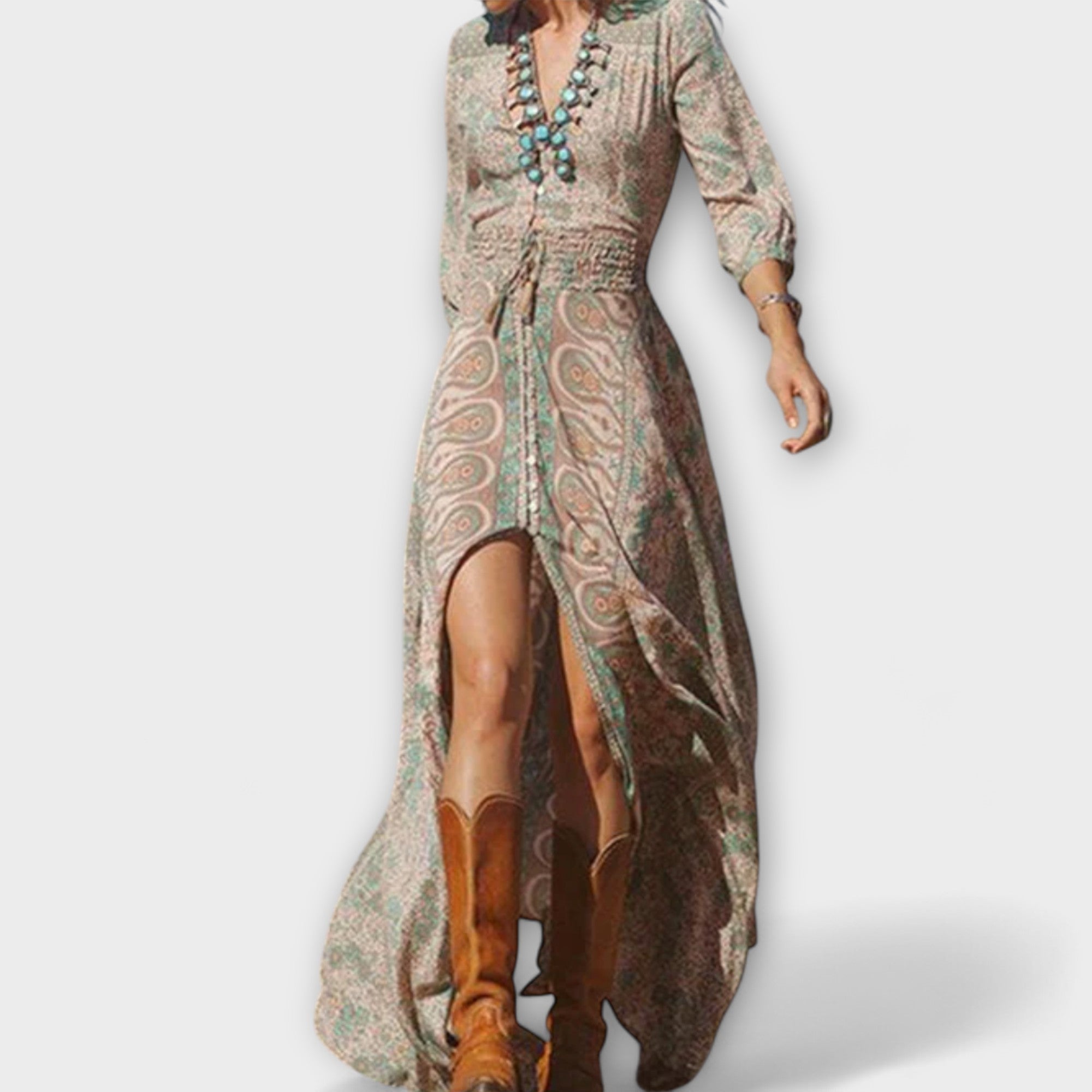 Robe maxi en doux style bohème