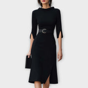 Robe Midi Sophistiquée à Ceinture