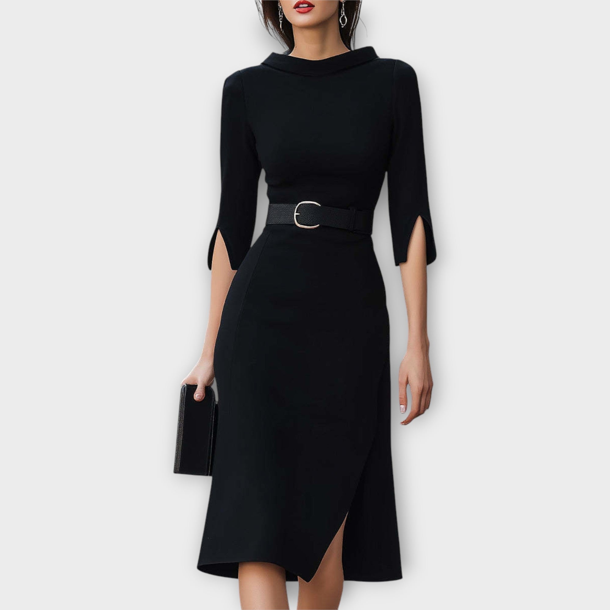 Robe Midi Sophistiquée à Ceinture