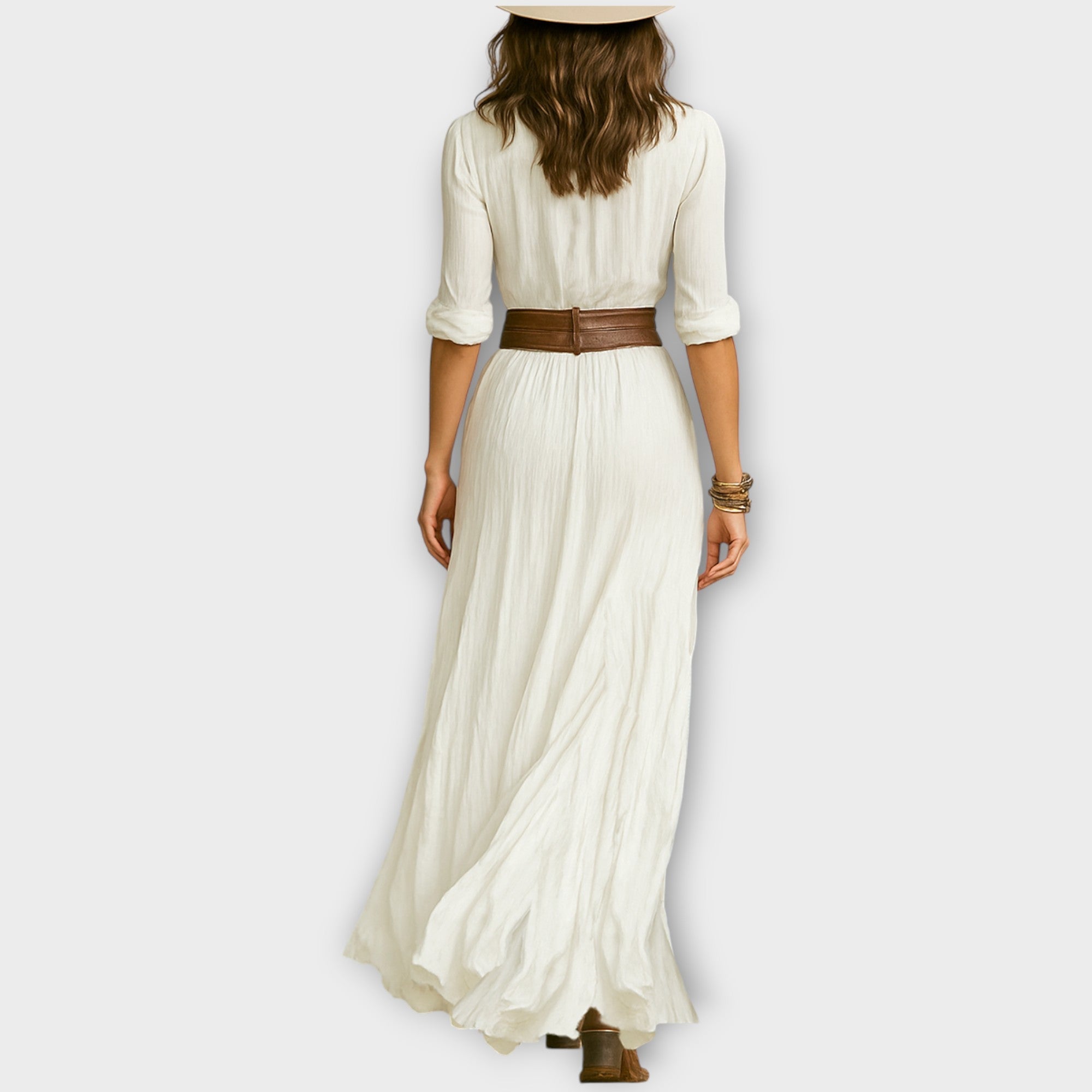 Robe Maxi Boutonnée Élégance Occidentale