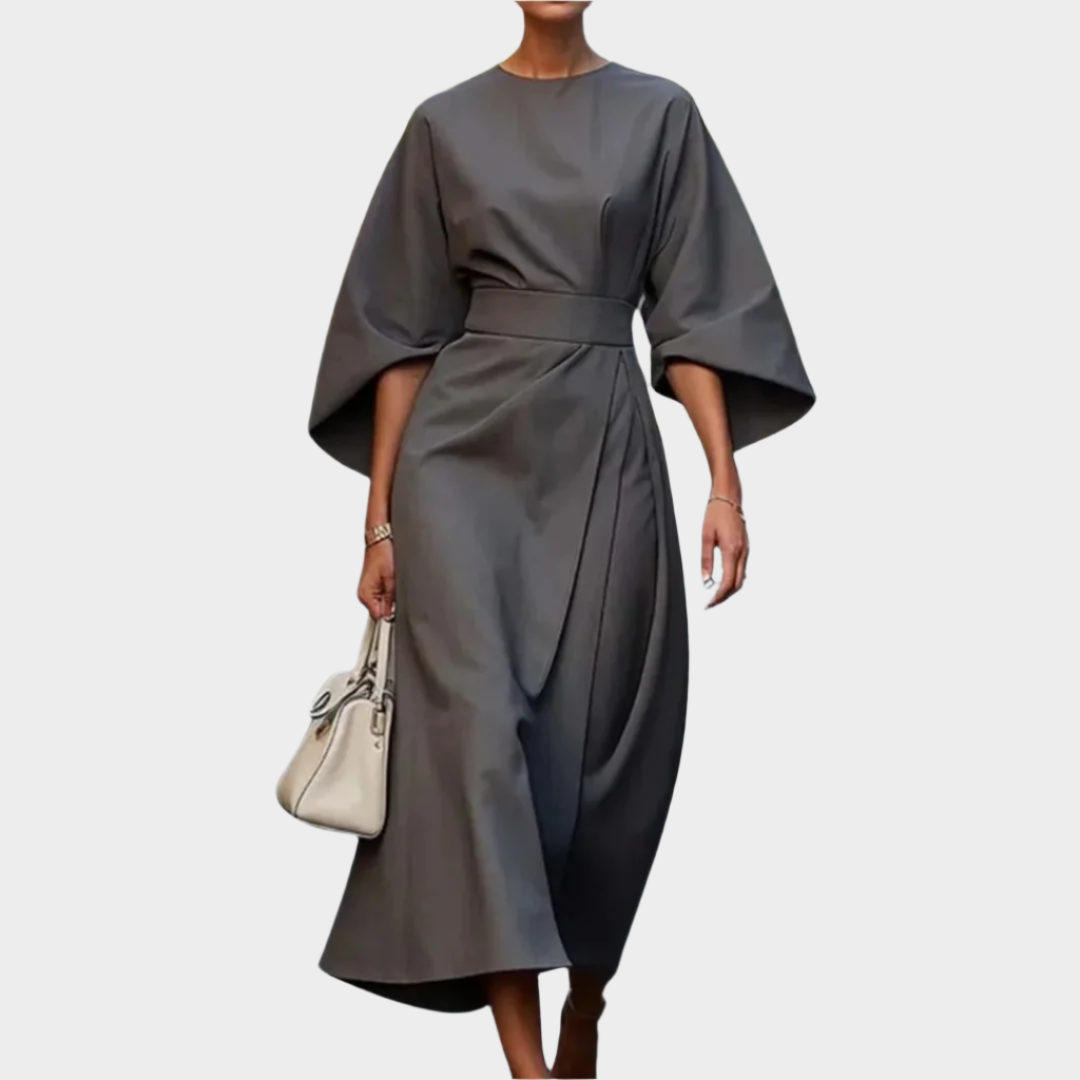 Robe Minimaliste Chic avec Ceinture et Manches Ample