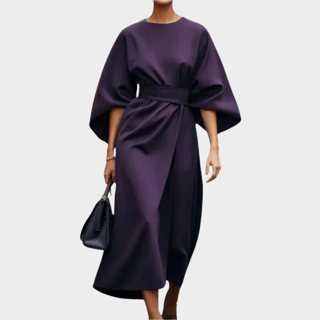 Robe Minimaliste Chic avec Ceinture et Manches Ample