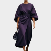 Robe Minimaliste Chic avec Ceinture et Manches Ample