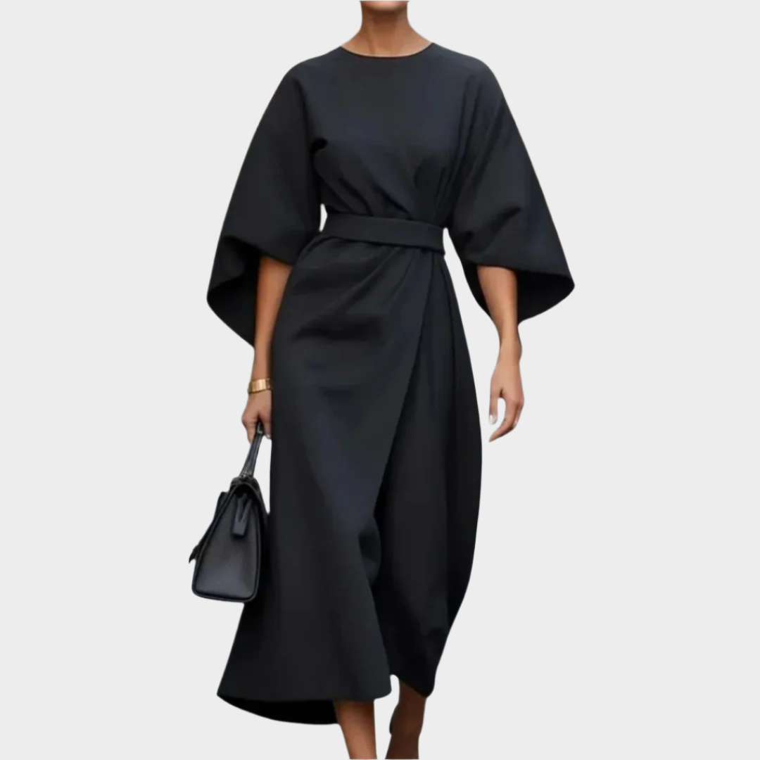Robe Minimaliste Chic avec Ceinture et Manches Ample