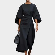Robe Minimaliste Chic avec Ceinture et Manches Ample