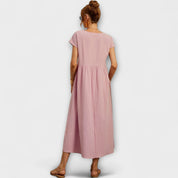 Robe Midi avec Ligne Simple et Poches Latérales