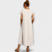 Robe Midi avec Ligne Simple et Poches Latérales