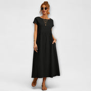 Robe Midi avec Ligne Simple et Poches Latérales