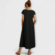 Robe Midi avec Ligne Simple et Poches Latérales