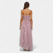 Robe Midi Lilas avec Volants Réglables