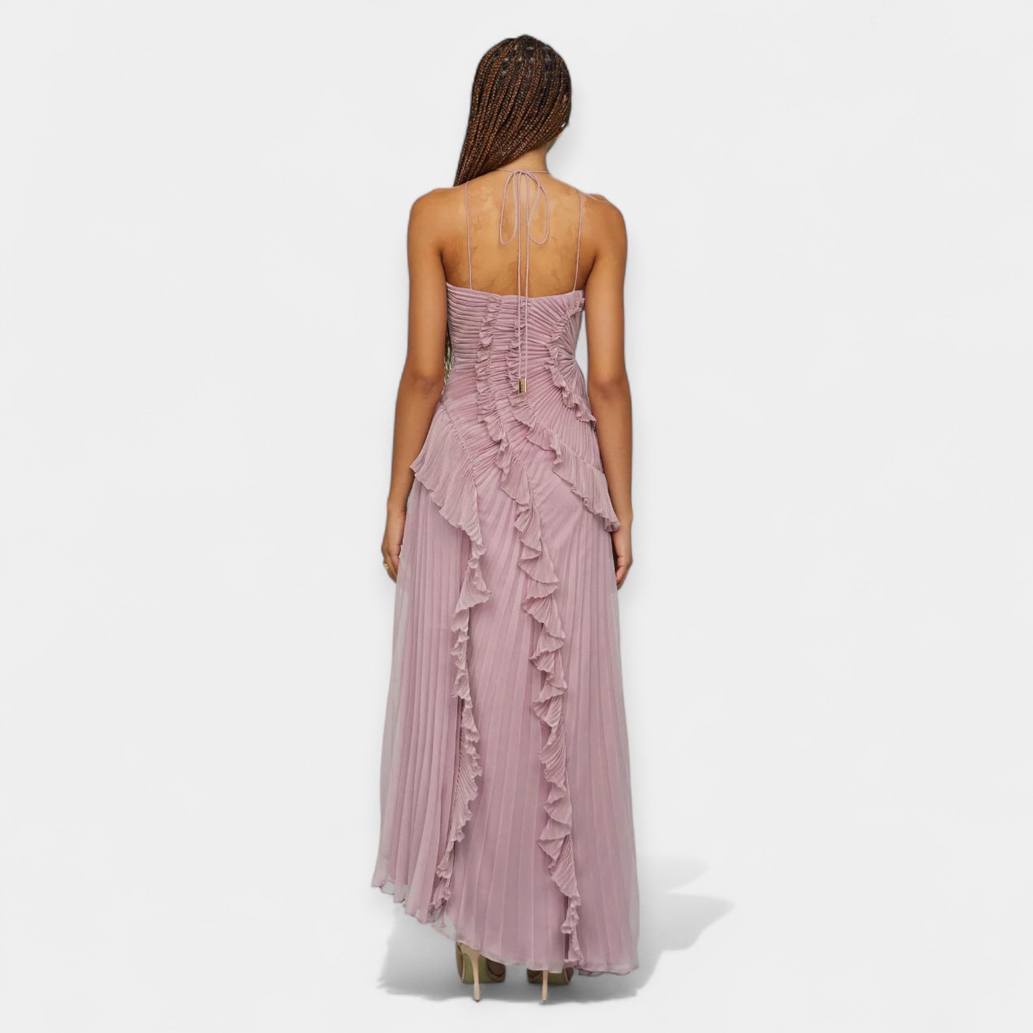 Robe Midi Lilas avec Volants Réglables