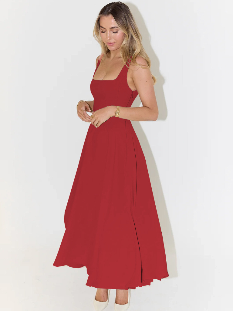 Robe Midi Élégante avec Ligne Romantique